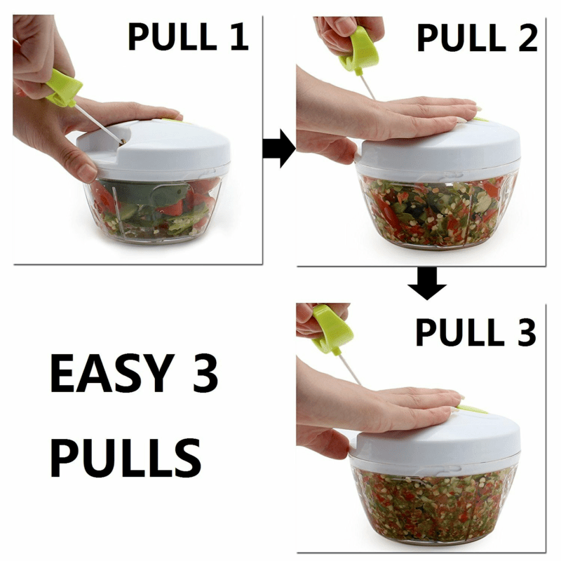 Multi-Functional Manual Food Chopper Compact Hand Held Vegetable Dicer Mincer US